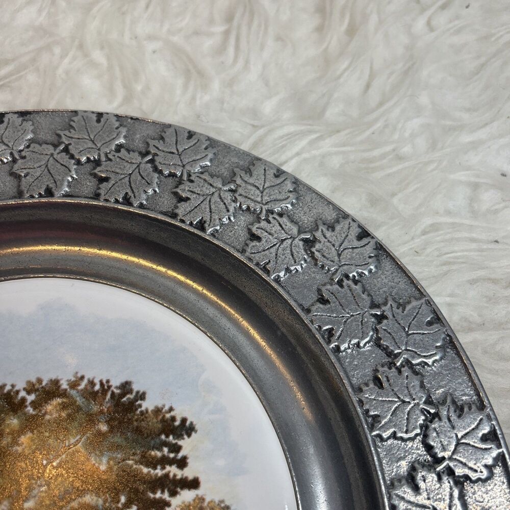 Currier & Ives Pewter Plate "Autumn In New England" - Picture 15 of 16